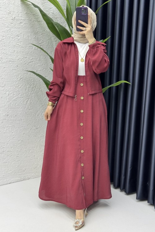 Seren Takım Tesettür Giyim Bordo