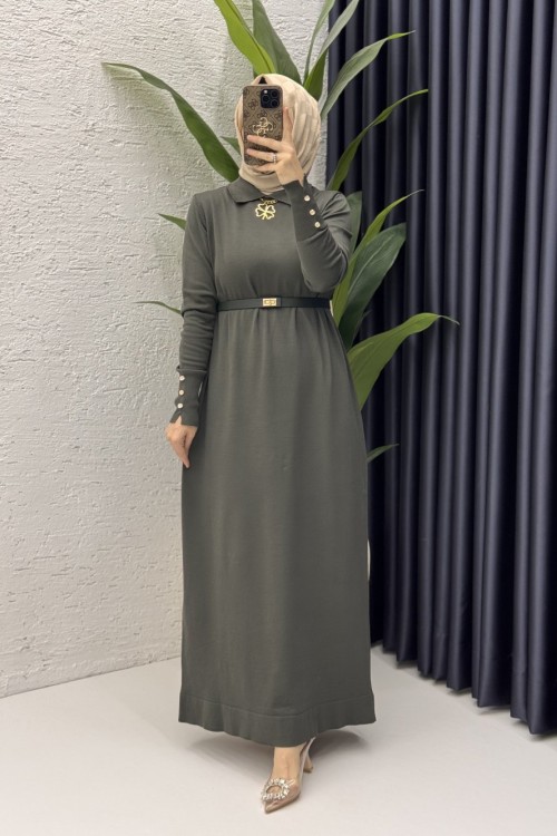 Sermin Elbise Tesettür Giyim  Haki