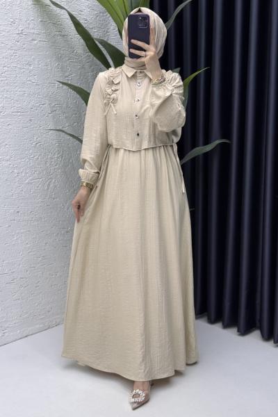 Şevval Elbise Tesettür Giyim Taş Rengi
