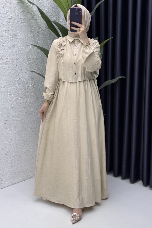 Şevval Elbise Tesettür Giyim Taş Rengi