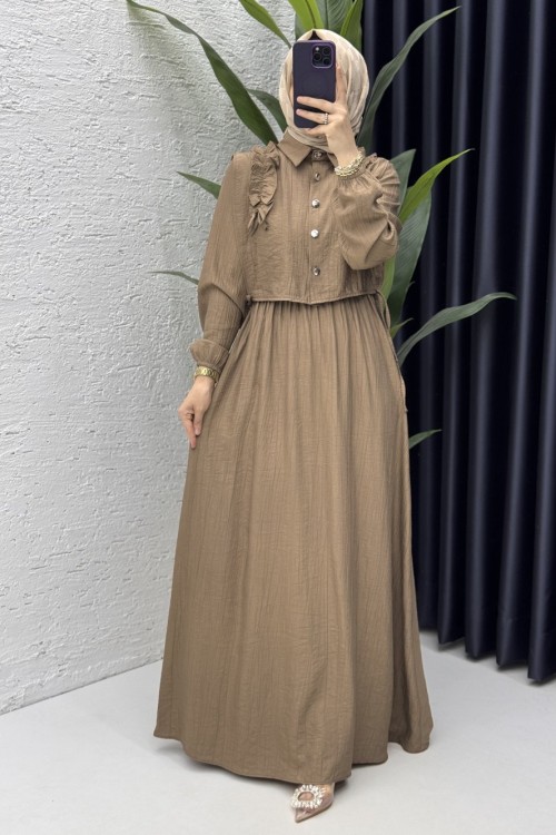 Şevval Elbise Tesettür Giyim Toprak