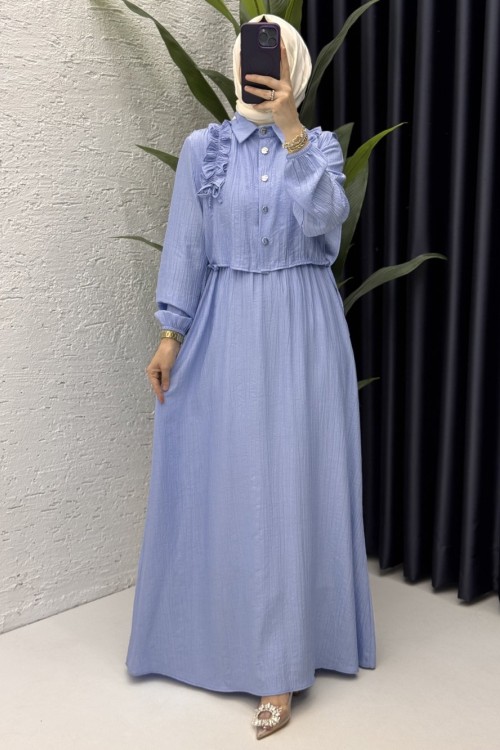 Şevval Elbise Tesettür Giyim Bebe Mavisi