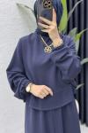 Sezin Etekli Takım Tesettür Giyim  Lacivert