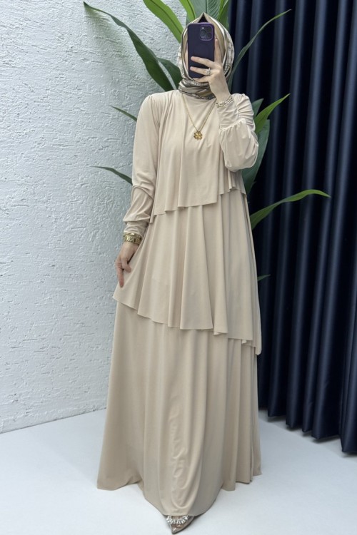 Şimal Elbise Tesettür Giyim Taş Rengi