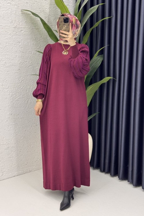 Simge Elbise Tesettür Giyim  Bordo