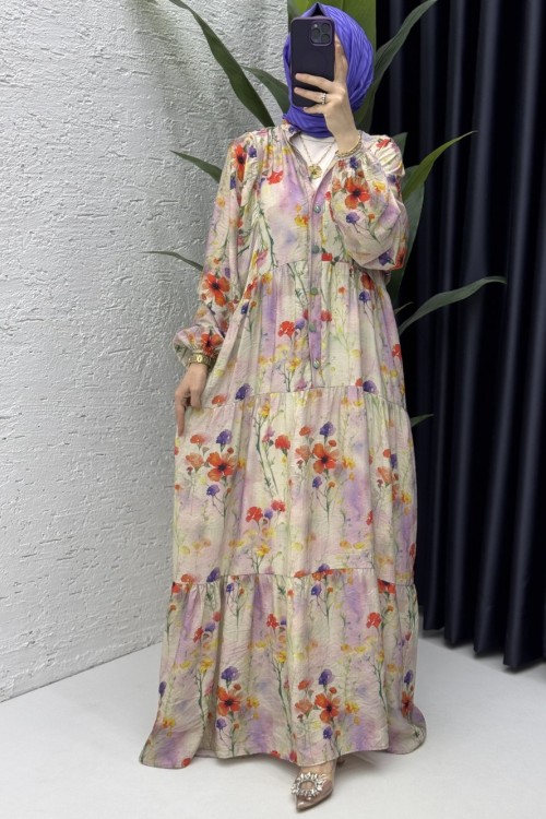 Sinem Elbise Tesettür Giyim Lila