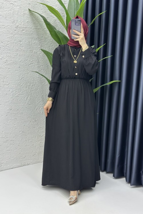 Siyah Vera Tesettür Elbise Siyah