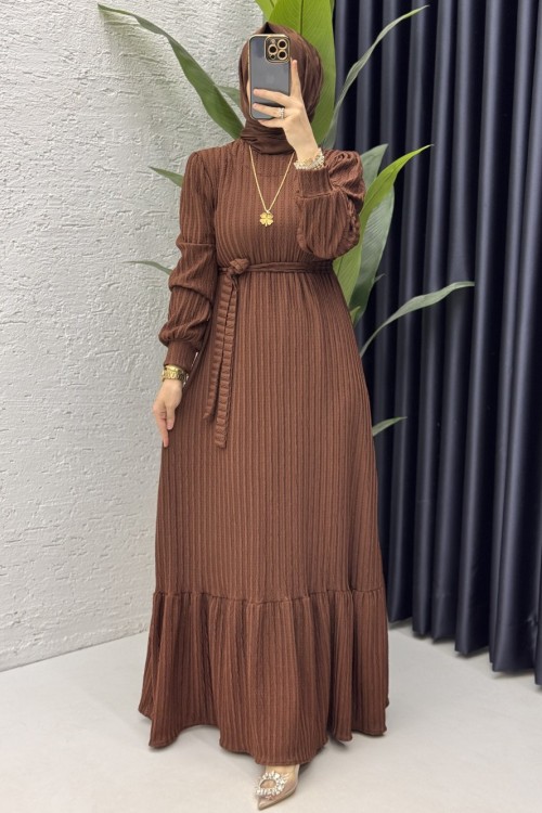 Sultan Elbise Tesettür Giyim  Kahverengi