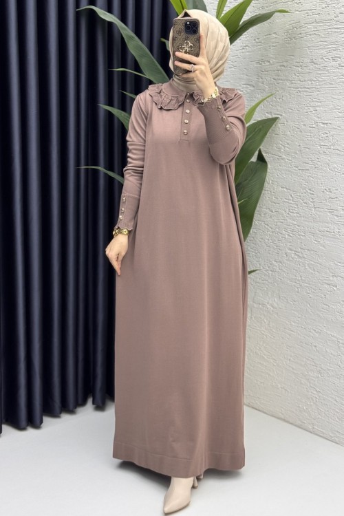 Yasmin Elbise Tesettür Giyim  Vizon