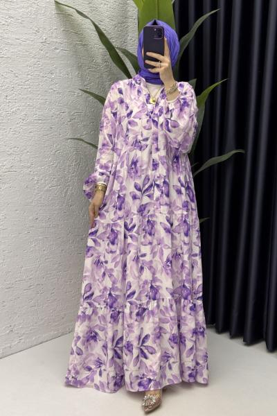 Yeliz Elbise Tesettür Giyim Lila