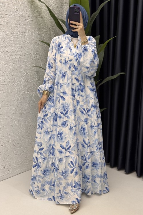 Yeliz Elbise Tesettür Giyim Mavi