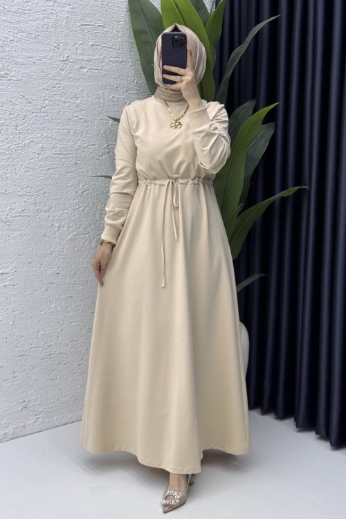 Yüsra Elbise Tesettür Giyim  Taş Rengi