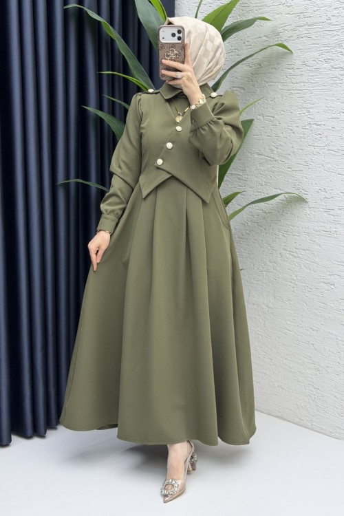 Zahidar Elbise Tesettür Giyim  Haki