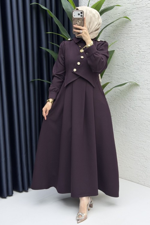 Zahidar Elbise Tesettür Giyim  Mürdüm