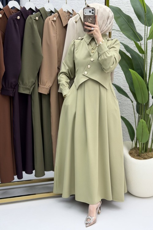Zahidar Elbise Tesettür Giyim  Açık Haki