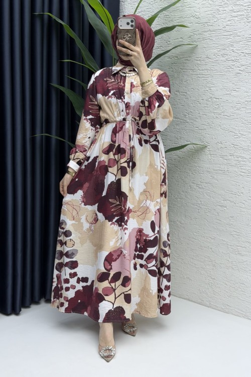 Zeliha Elbise Tesettür Giyim  Mürdüm