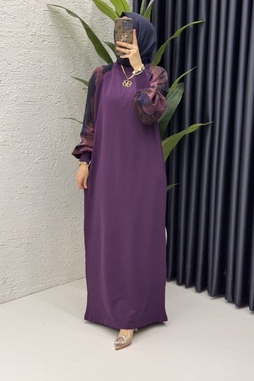 Zerine Elbise Tesettür Giyim Mor