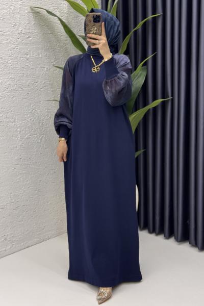 Zerine Elbise Tesettür Giyim Lacivert