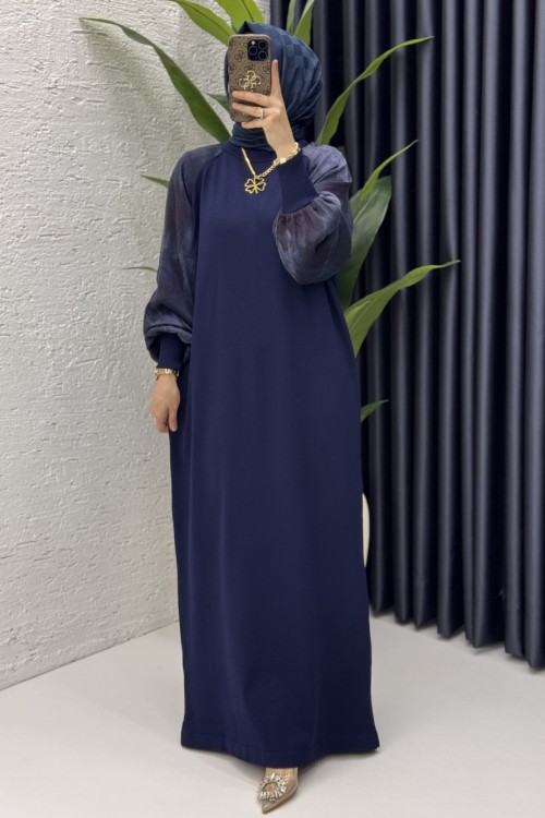 Zerine Elbise Tesettür Giyim  Lacivert