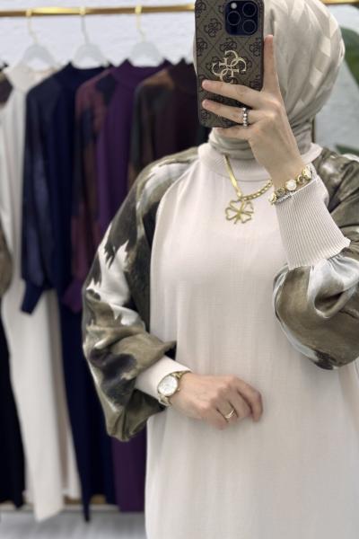 Zerine Elbise Tesettür Giyim Taş Rengi