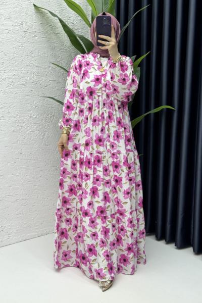 Zerrin Elbise Tesettür Giyim Pembe