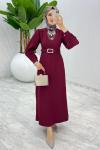 Bordo Kalem Elbise Tesettür Giyim Bordo