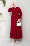 Bordo Moda Etek Takım Tesettür Giyim Bordo