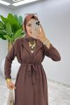 Kahve Premium Üçlü Derin Takım Tesettür Giyim Kahverengi