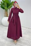 Bordo Premıum Nagihan Elbise Tesettür Giyim Bordo