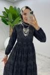 Siyah Jasmin Brode Elbise Tesettür Giyim Siyah