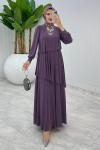 Mürdüm Premium Diva Elbise Tesettür Giyim Mürdüm