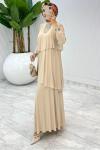 Taş Premium Diva Elbise Tesettür Giyim Taş Rengi