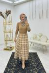 Camel Ekose Triko Takım Tesettür Giyim  Camel