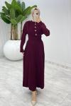 Bordo Sümeyye İkili Triko Takım Tesettür Giyim  Bordo