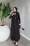 Siyah Premium Pare Elbise Ferace Tesettür Giyim Siyah
