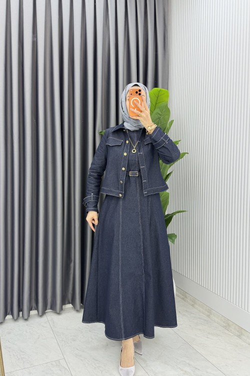 Lacivert Premium Eda Kot Jile Ceket Takım Tesettür Giyim Lacivert