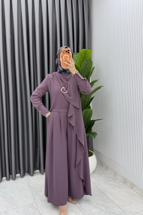 Gül Premium Ahsen Pantolonlu Takım Tesettür Giyim Gül