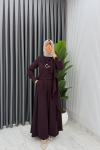 Mürdüm Premium Ahsen Pantolonlu Takım Tesettür Giyim Mürdüm
