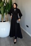 Siyah Meşk Abaya Takım Tesettür Giyim  Siyah
