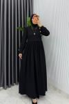 Siyah Burgu Sinem Elbise Tesettür Giyim Siyah