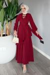 Bordo Cevher Pantolon Takım Tesettür Giyim Bordo