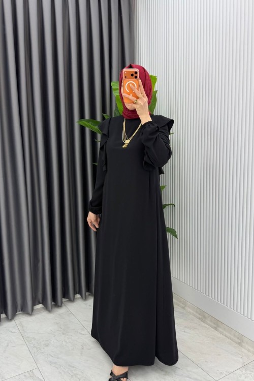 Siyah Eylül Elbise Premıum Tesettür Giyim Siyah