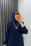 Lacivert Eylül Elbise Premıum Tesettür Giyim Lacivert
