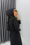 Siyah Alya Tasarım Elbise Tesettür Giyim  Siyah