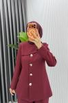 Bordo  Ebrar Ceket Takım Tesettür Giyim  Bordo