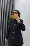 Siyah Ebrar Ceket Takım Tesettür Giyim  Siyah