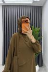 Kahve Ceyşan Elbise Premium Seri Tam Boy Tesettür Giyim Kahverengi