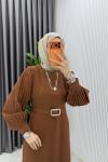 Kahverengi Nisa Elbise Tesettür Giyim  Kahverengi