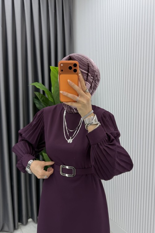 Mürdüm Nisa Elbise Tesettür Giyim  Mürdüm
