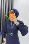 Lacivert Nisa Elbise Tesettür Giyim  Lacivert